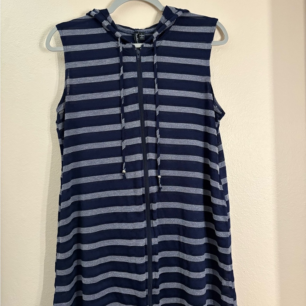Striped Sleeveless Hoodie Dress